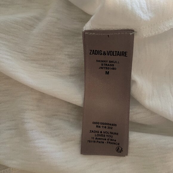 NWT Zadig & Voltaire Skull Strass Short-Sleeve T-Shirt ~ White~Blue ~ Size M - Picture 5 of 5